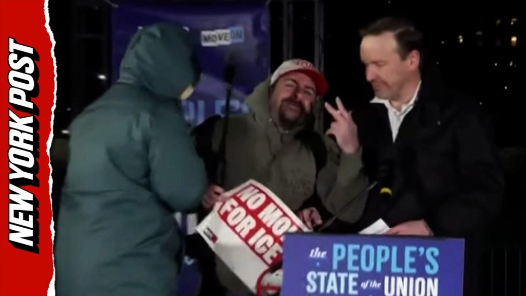 Pro-Trump Protester Interrupts Democrats’ State of the Union Boycott Event