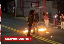 Anti-ICE Protester Lights Himself on Fire While Torching American Flag